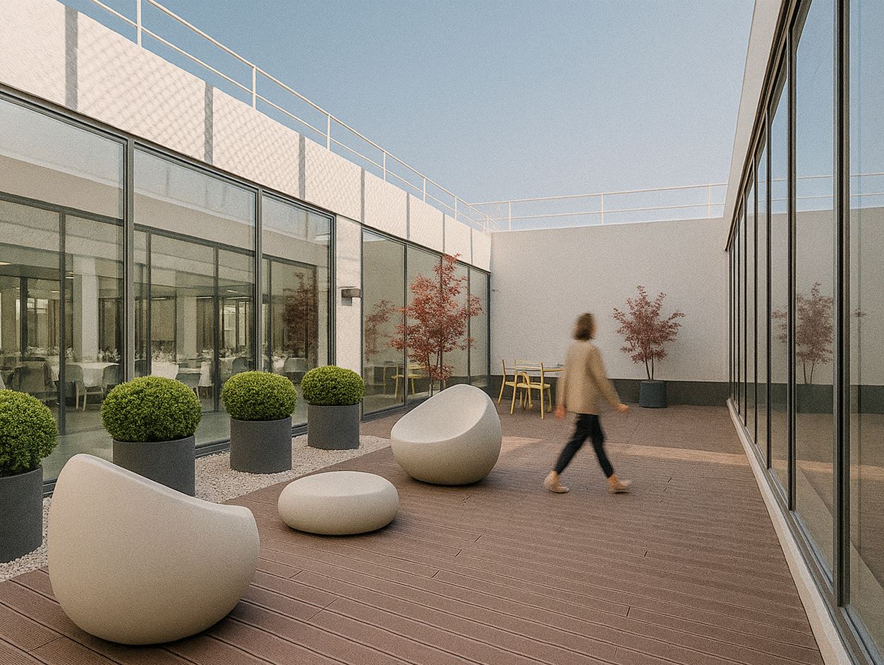 arquitectos-mtac-manuel-trevino-12 La reorganización de la planta también incluye la mejora de la circulación interna, con recorridos más fluidos y accesibles, y la optimización de la superficie para conseguir un mayor aprovechamiento de cada zona. El diseño del mobiliario responde a criterios de flexibilidad, permitiendo que los espacios se adapten fácilmente a diferentes dinámicas: desde áreas de concentración individual hasta espacios colaborativos y de reunión.</p>
<p>Por último, la intervención alcanza los espacios comunes, como la cafetería y zonas de descanso, renovados para convertirse en lugares sociales de encuentro, que favorecen al ambiente de trabajo. Gracias a esta puesta al día, la planta se presenta ahora como un espacio de oficinas contemporáneo, representativo y alineado con las necesidades actuales, consolidando la imagen de los laboratorios como una institución innovadora y con sello de identidad.